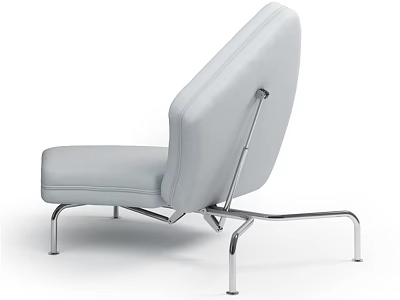 Modern Asymmetrical Sofa With Light Gray Leather Upholstery And Metal Frame 3d model
