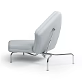 Modern Asymmetrical Sofa With Light Gray Leather Upholstery And Metal Frame