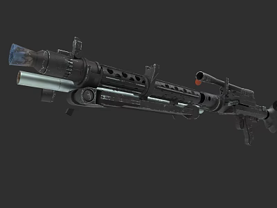 Tactical Machine Gun With Long Barrel Cooling Vents And Scope Mounting Bracket 3d model