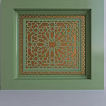 Elegant Square Ceiling With Green Frame And Intricate Gold Geometric Patterns 3d model