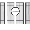 Modern Glass Partition Design with Vertical Stripes and Circular Window Frames 3d model