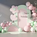 Colorful Birthday Party Decorations With Balloons Flowers And Welcome Sign