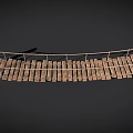 Rustic Wooden Rope Bridge Design With Planks Ropes And Support Posts 3d model