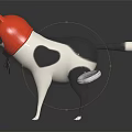 Cat Shaped Doll With Black And White Body Red Helmet And Ring On Tail