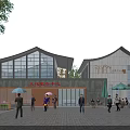 Tourist Center for Cultural Service With Traditional Architecture Surrounded by Trees and Outdoor Seating Area