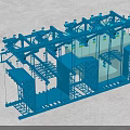 Large Scale Blue Industrial Equipment With Metal Frame And Structural Components 3d model
