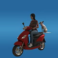 Woman Joyfully Riding Red Scooter With Small Dog On Back Seat