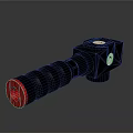 Black Mechanical Equipment Component With Red Cylindrical End And Industrial Metal Structure 3d model