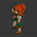 Cute Elf Doll With Red Hat Star Wand Green Dress And Brown Shoes