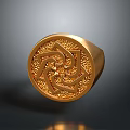 Elegant Gold Round Daily Necessity Ring With Intricate Ornamental Patterns Design