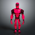 Game Movie Character Deadpool 3D Model With Red Black Costume And Masked Muscular Look