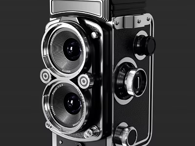 Vintage Dual Lens Digital Camera Featuring Classic Metal Body And Control Knobs 3d model