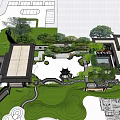 Traditional Chinese Garden Landscape With Pavilion Pond Bamboo And Stone Pathways