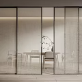Modern Textured Sliding Doors For Interior Dining Area With Table And Chairs