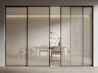 Modern sliding door silk cloth glass sliding door 3d model