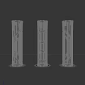 Futuristic Illuminated Columns With Blue Lighting And Geometric Patterns In Modern Tech Inspired Interior