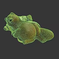 Brown Bear Sculpture in Lying Posture with Cloth Decoration and Wooden Texture