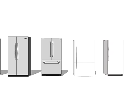 Different Types of Refrigerators Featuring Various Door Styles and Functional Designs 3d model