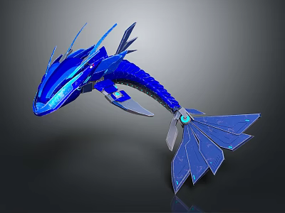 Blue Fish Shaped Electric Toy With LED Lights Streamlined Design For Kids Play 3d model