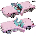 Pink Classic Convertible Car With Vintage Exterior Design And Retro Styling