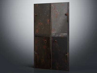 Vintage Rustic Metal Double Doors With Rust Patina Hinges And Latch Details 3d model