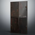 Vintage Rustic Metal Double Doors With Rust Patina Hinges And Latch Details