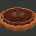 Appetizing Red Pie With Orange Scalloped Edge And Smooth Glossy Surface