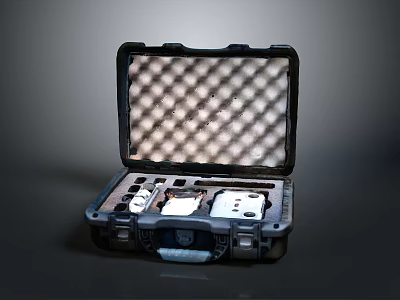 Open Hard Shell Storage Case Containing Space Exploration Tools For Astronaut Missions 3d model