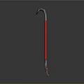 Industrial Metal Tool With Curved Hook And Red Long Handle Design
