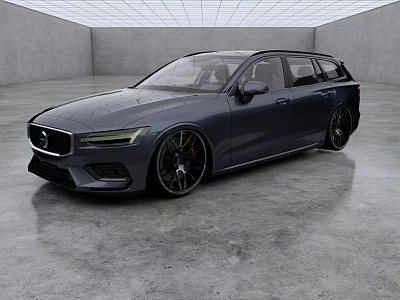 Dark Blue Volvo Estate Car With Sleek Design And Black Alloy Wheels 3d model