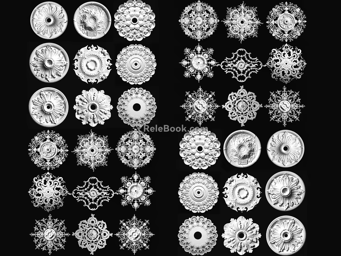 European-style carved pattern 3d model