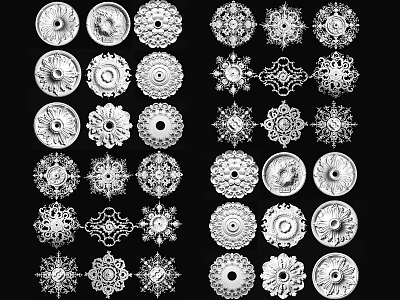 Various Intricate Decorative Carved Patterns With Unique Circular Designs For Decoration 3d model