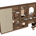 Quiet Wardrobe Dressing Table Open Bookcase 3d model
