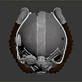 Metallic Tactical Weapon Helmet With Top Device Transparent Visor Communication Device And Brown Hose