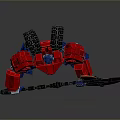 Red Blue Game Movie Character Robot Holding Orange Blade Weapon Standing