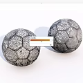 Stone Wood Soccer Ball Shaped Objects With Cracked Textured Surface On White Background