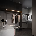 Modern Hotel Guest Room With Bed Sofa Coffee Table Open Layout Gray Tones Marble Accents