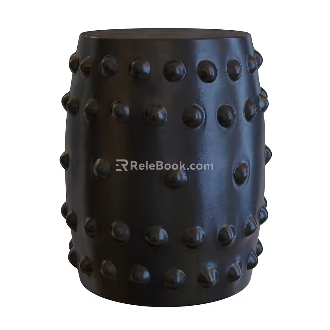 drum stool low stool round stool 3d model