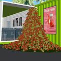 Popular Photo Spot With Green Container Red Tomato Pile White Cartoon Doll And Palm Trees