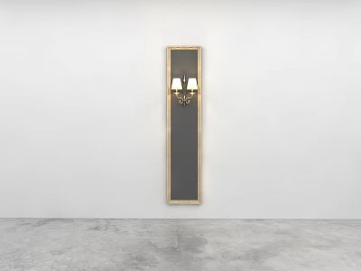 Modern Wall Sconce With Gold Frame Dark Panel Two Lights On White Wall 3d model
