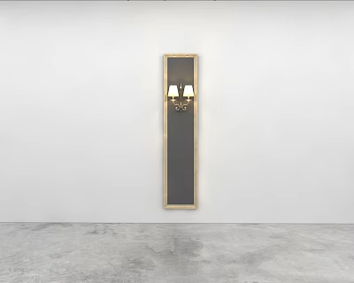 Modern Wall Sconce With Gold Frame Dark Panel Two Lights On White Wall 3d model