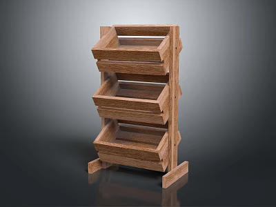 Wooden Multi tiered Display Shelf With Open Design For Displaying Items 3d model