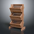 Wooden Multi tiered Display Shelf With Open Design For Displaying Items 3d model