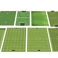 Multiple Soccer Fields Top View Showing Different Layouts And Markings