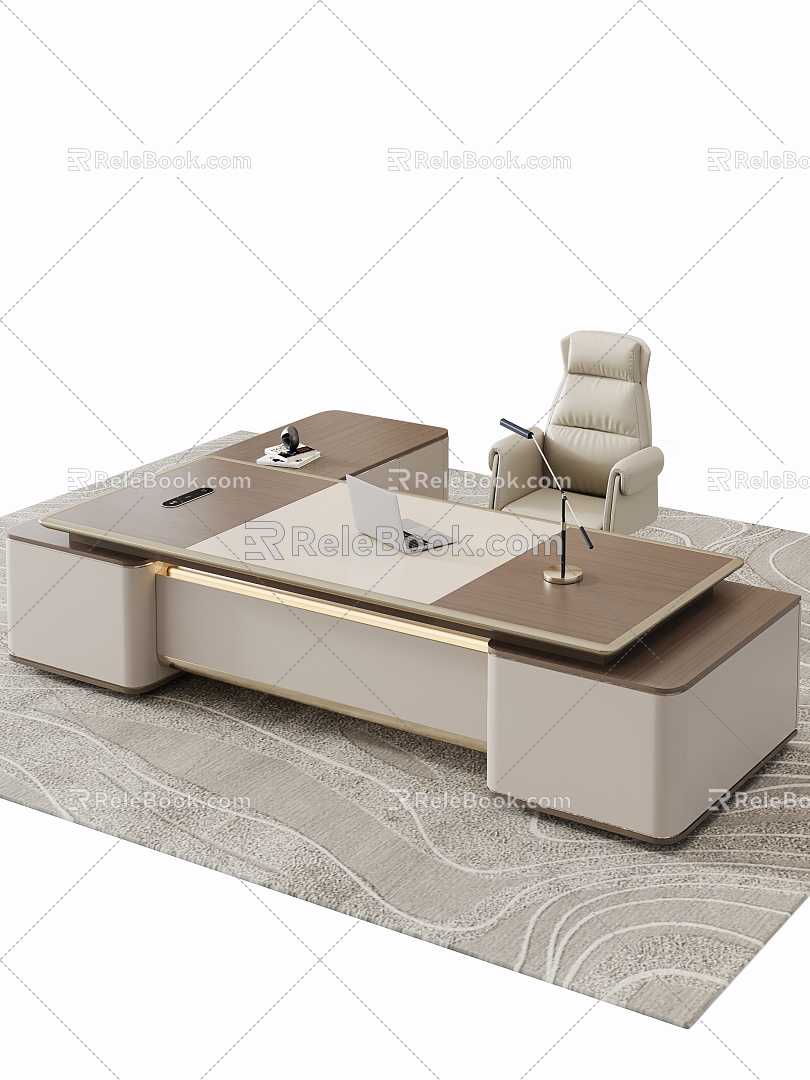 Office Desk and Chair Office Desk Boss Table Top Desk 3d model