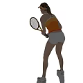 Woman In Orange Tank Top And White Shorts Playing Tennis With Racket And Ball