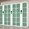 Modern White And Green Storage Lockers With Electronic Locks And Multiple Compartments