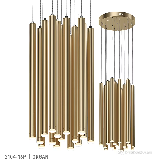 Elegant Modern Gold Cylindrical Chandelier Hanging Lighting For Living Room Decor 3d model 