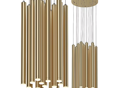 Elegant Modern Gold Cylindrical Chandelier Hanging Lighting For Living Room Decor 3d model