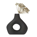 Modern Decorative Ornaments Set With Various Shaped Vases Green Plants And Dried Flowers